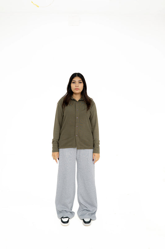 Olive Green Button-Down Shirt