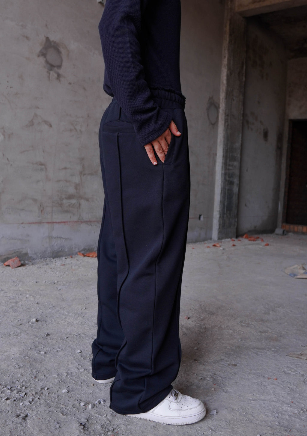 Baggy Black Fleece Trouser