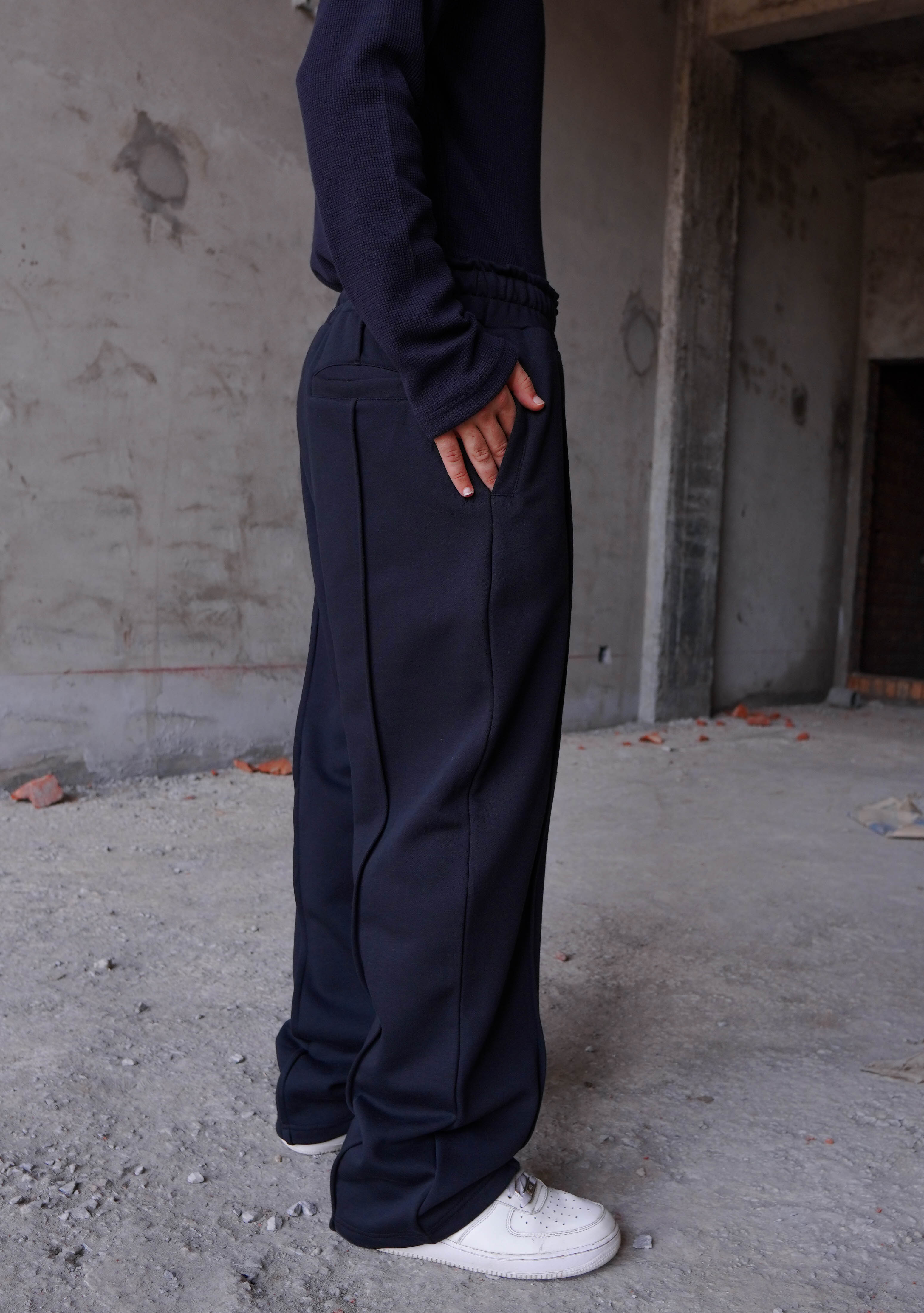 Baggy Black Fleece Trouser