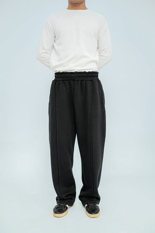 Baggy Black Fleece Trouser