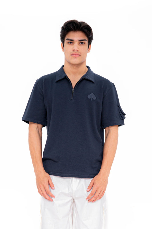 Fleece Zip-collar T-shirt