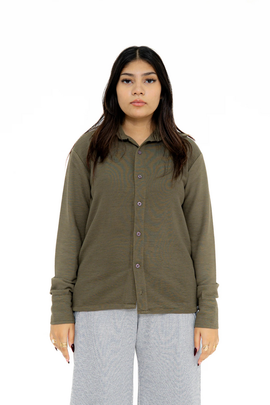 Olive Green Button-Down Shirt