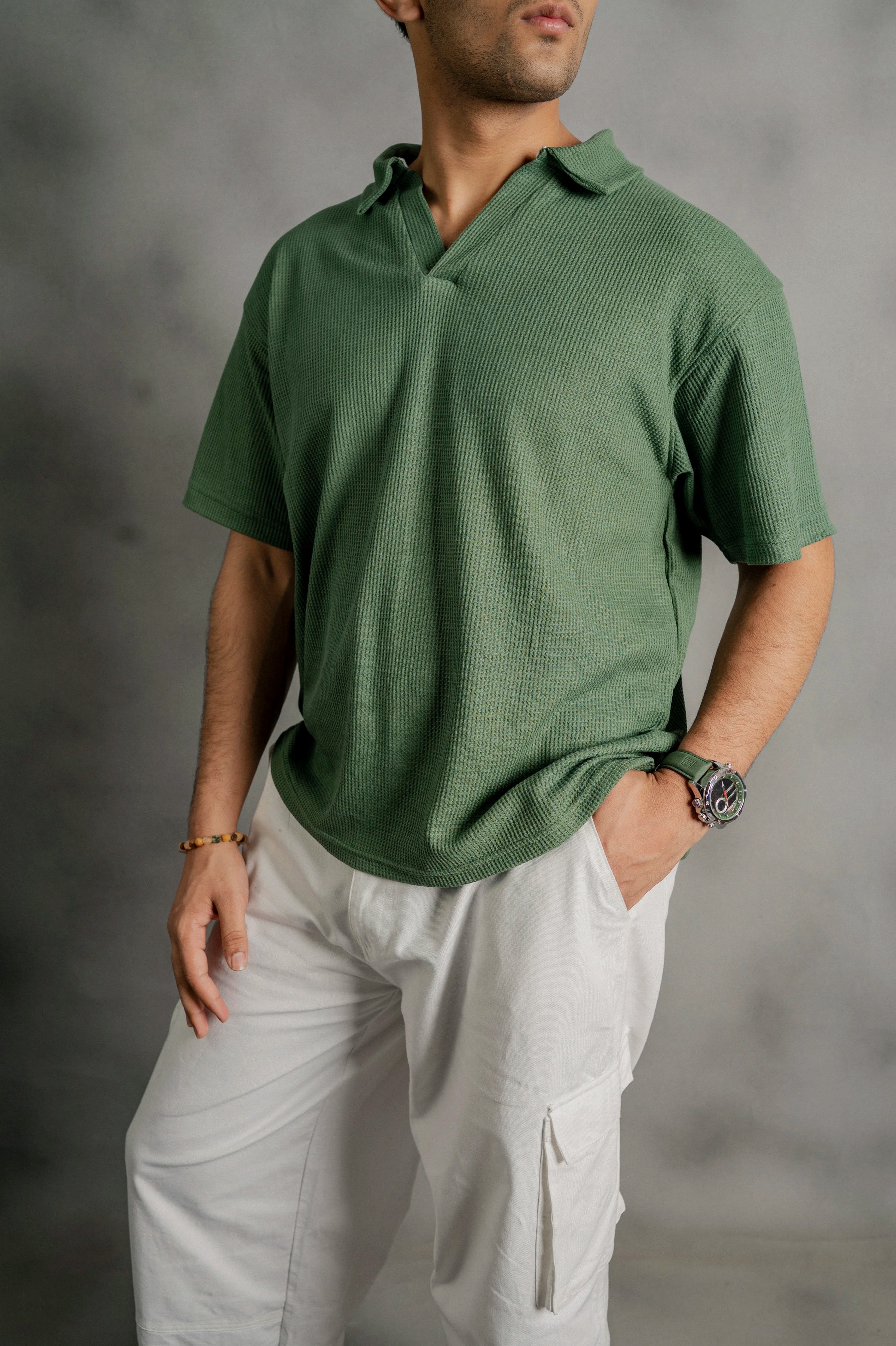 Light Green Johnny Collar Polo