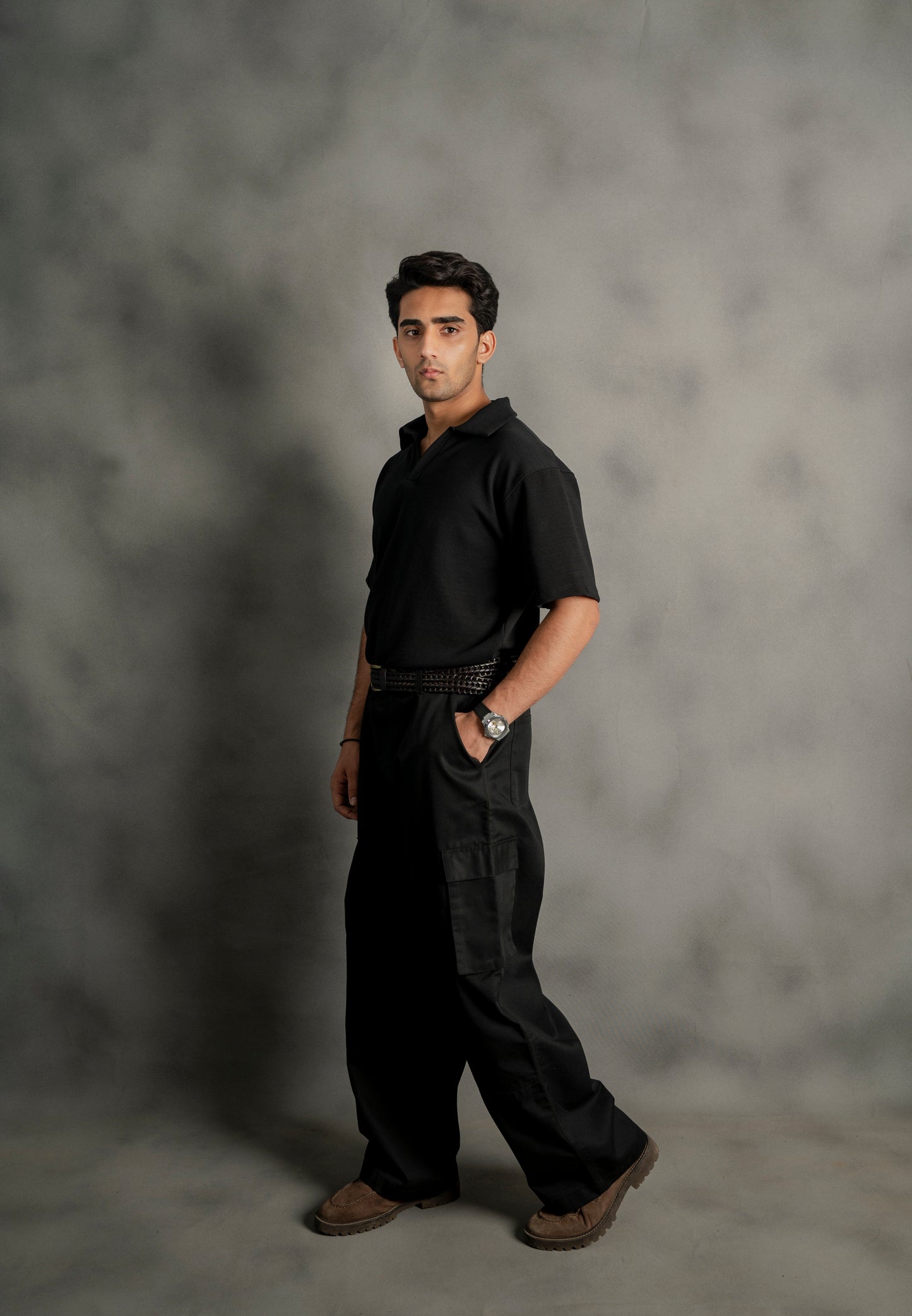 Black Johnny Collar Polo