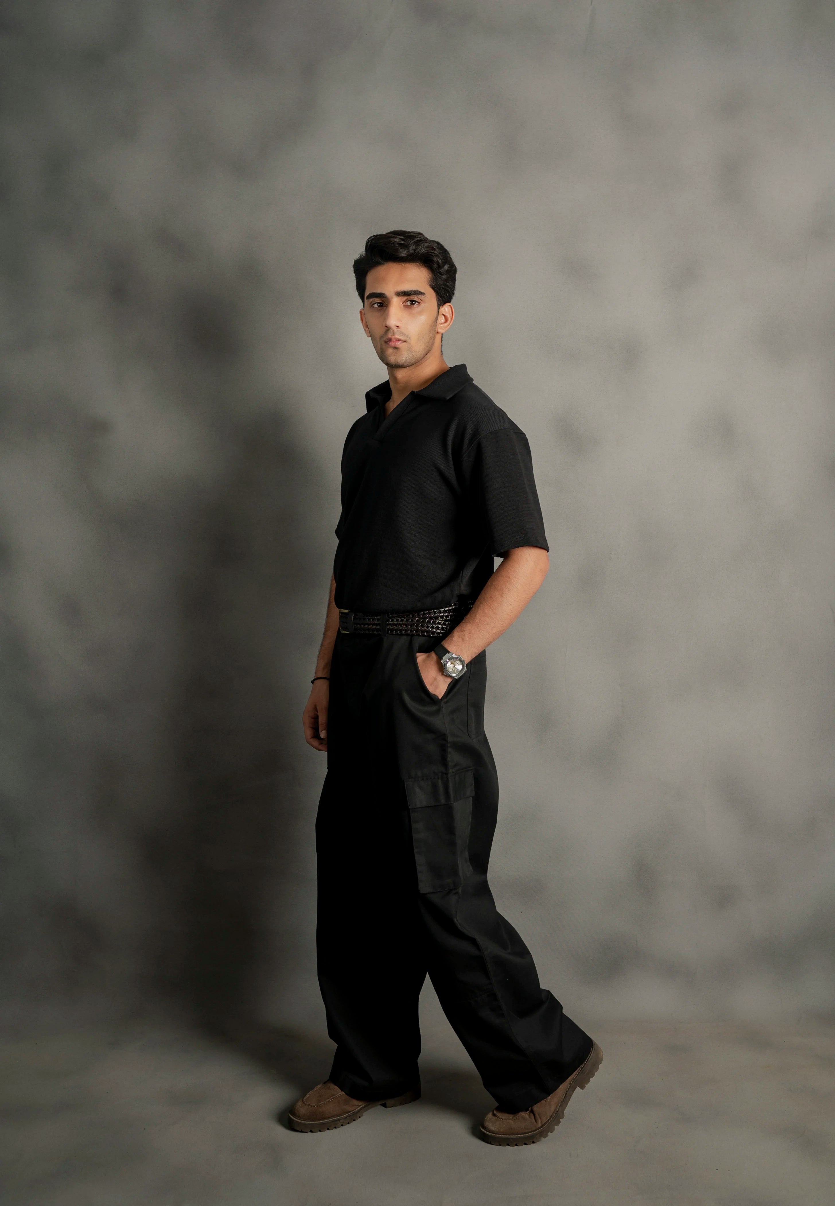 Black Johnny Collar Polo