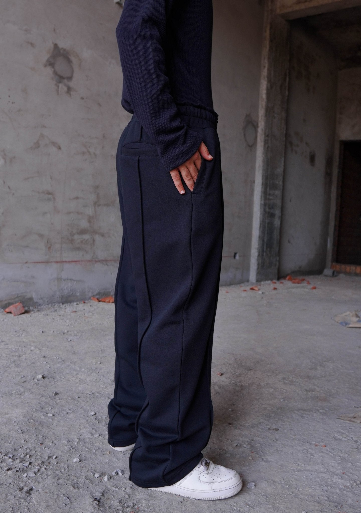 Baggy Black Fleece Trouser - Boujee