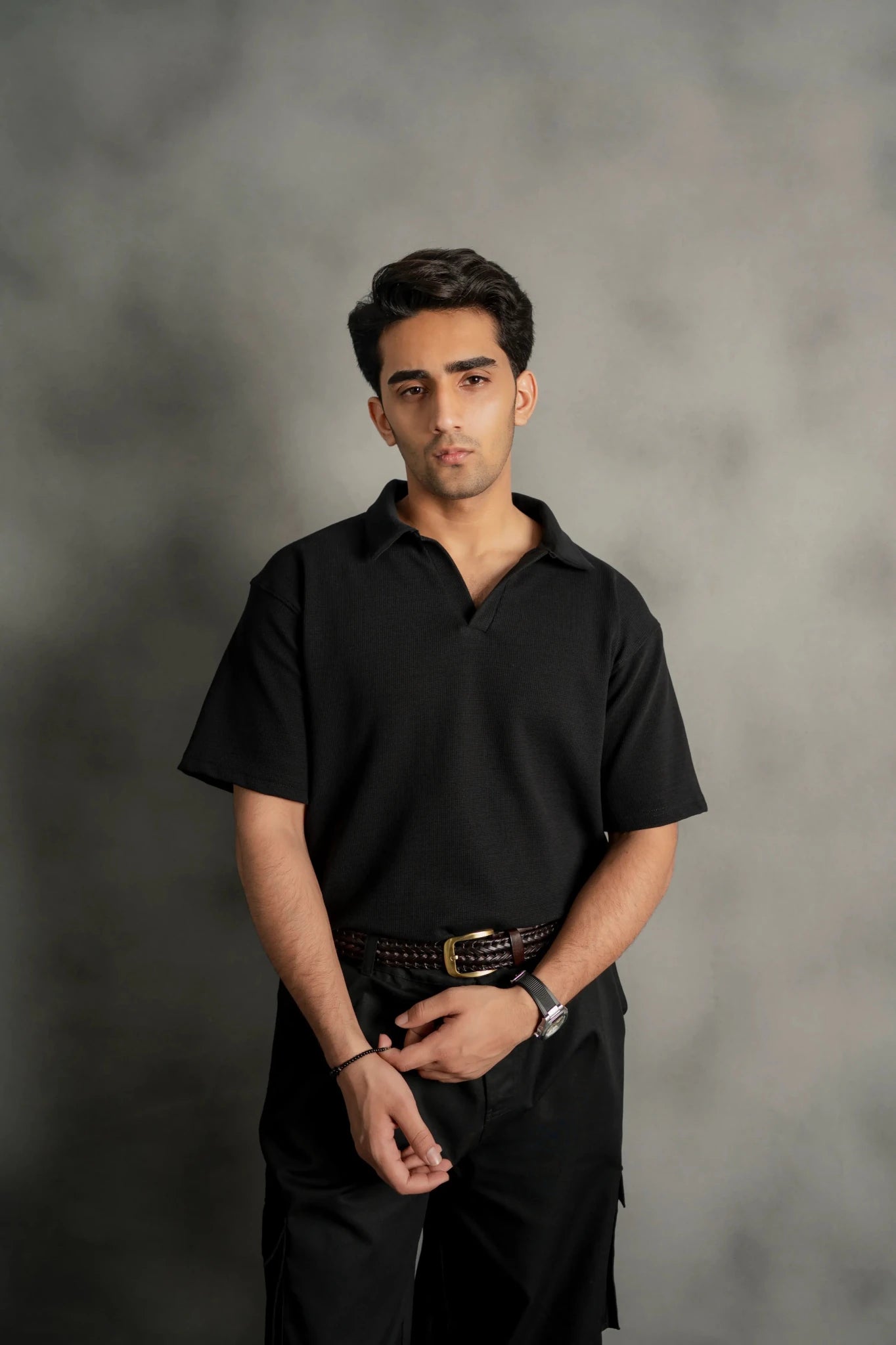 Black Johnny Collar Polo - Boujee