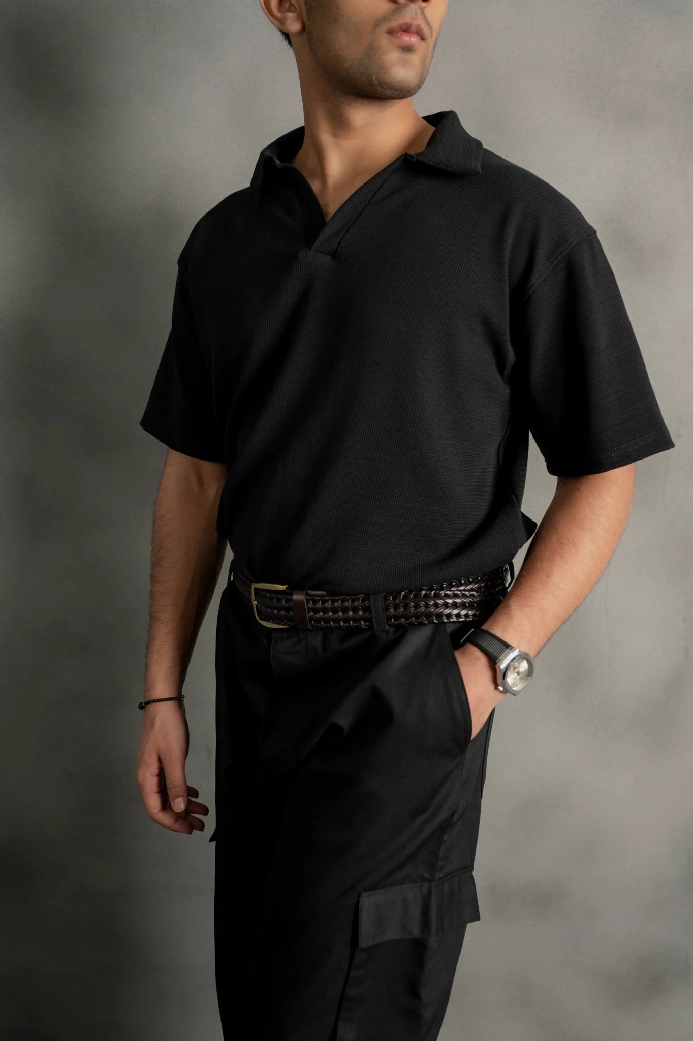 Black Johnny Collar Polo - Boujee