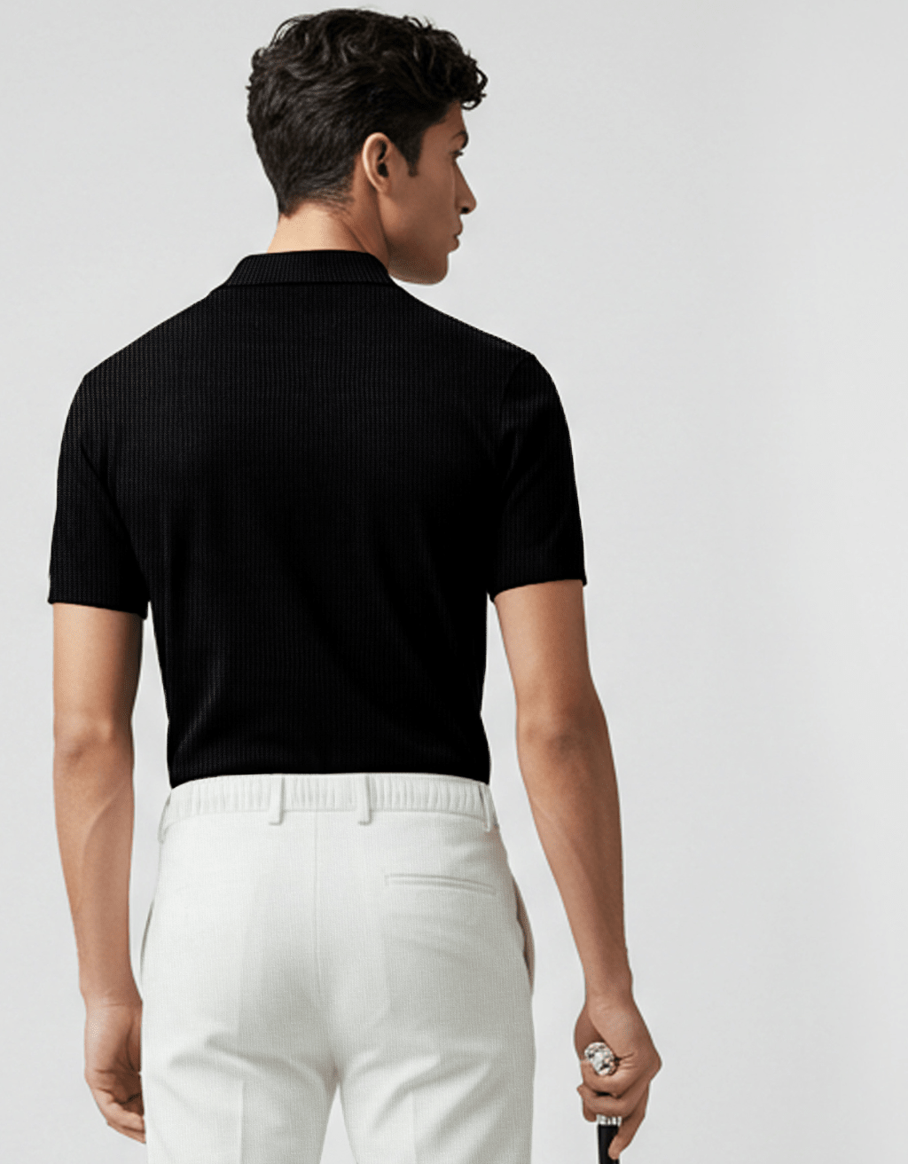 Black Textured Polo - Boujee