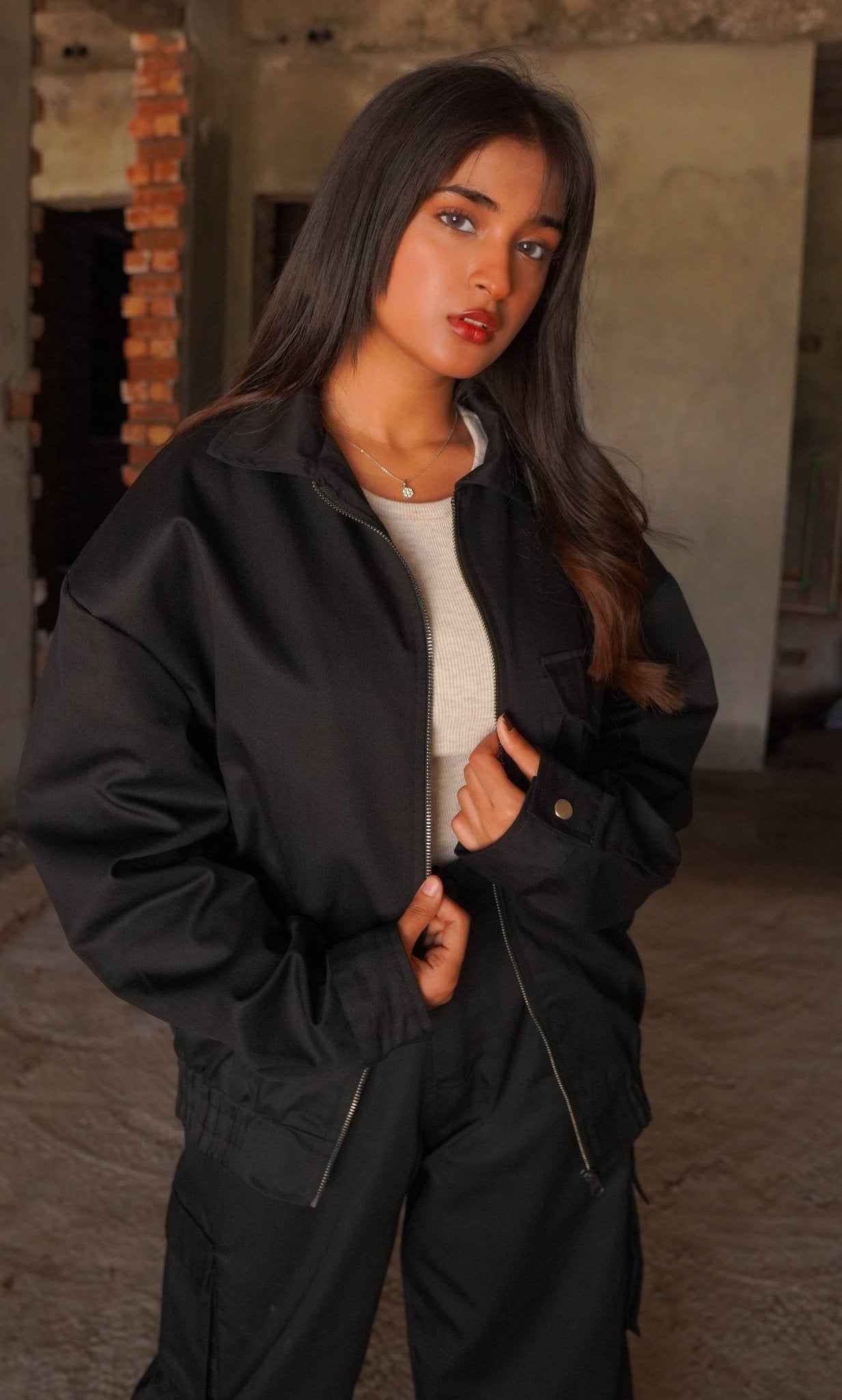 Black Twill Jacket - Boujee
