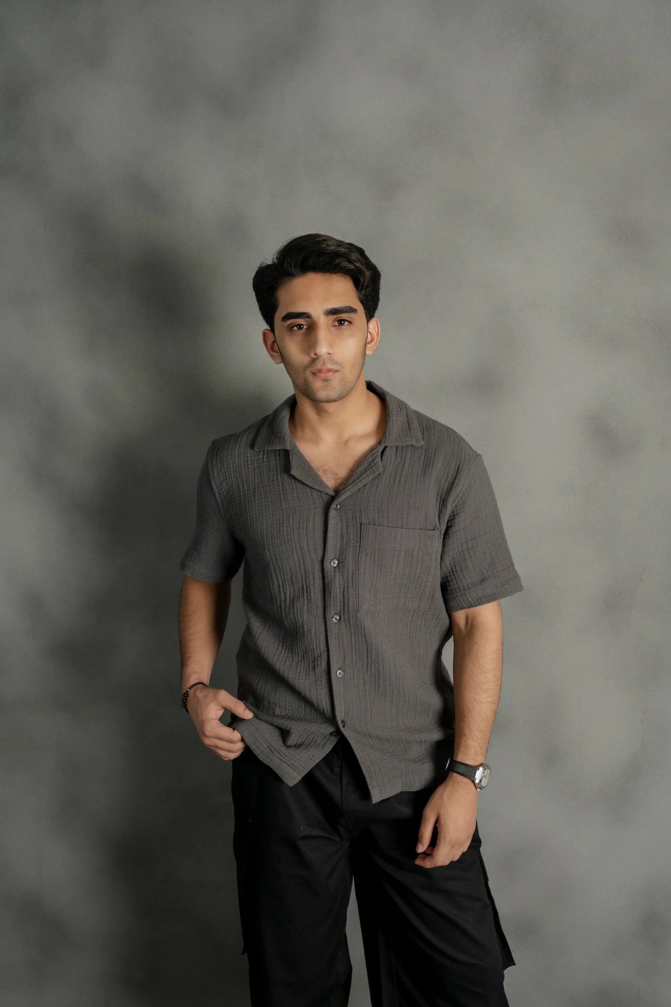 Charcoal Cuban Shirt - Boujee