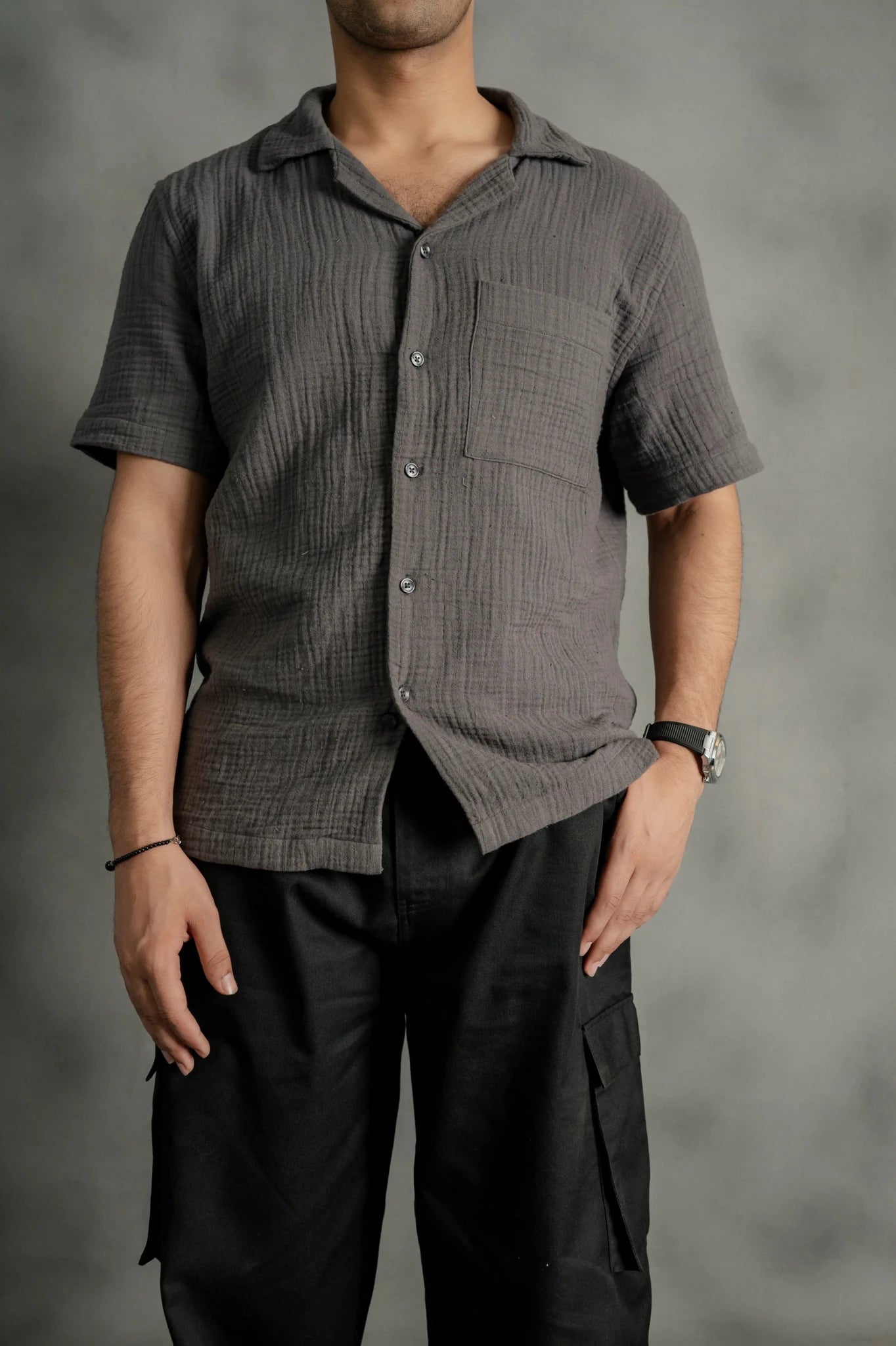Charcoal Cuban Shirt - Boujee