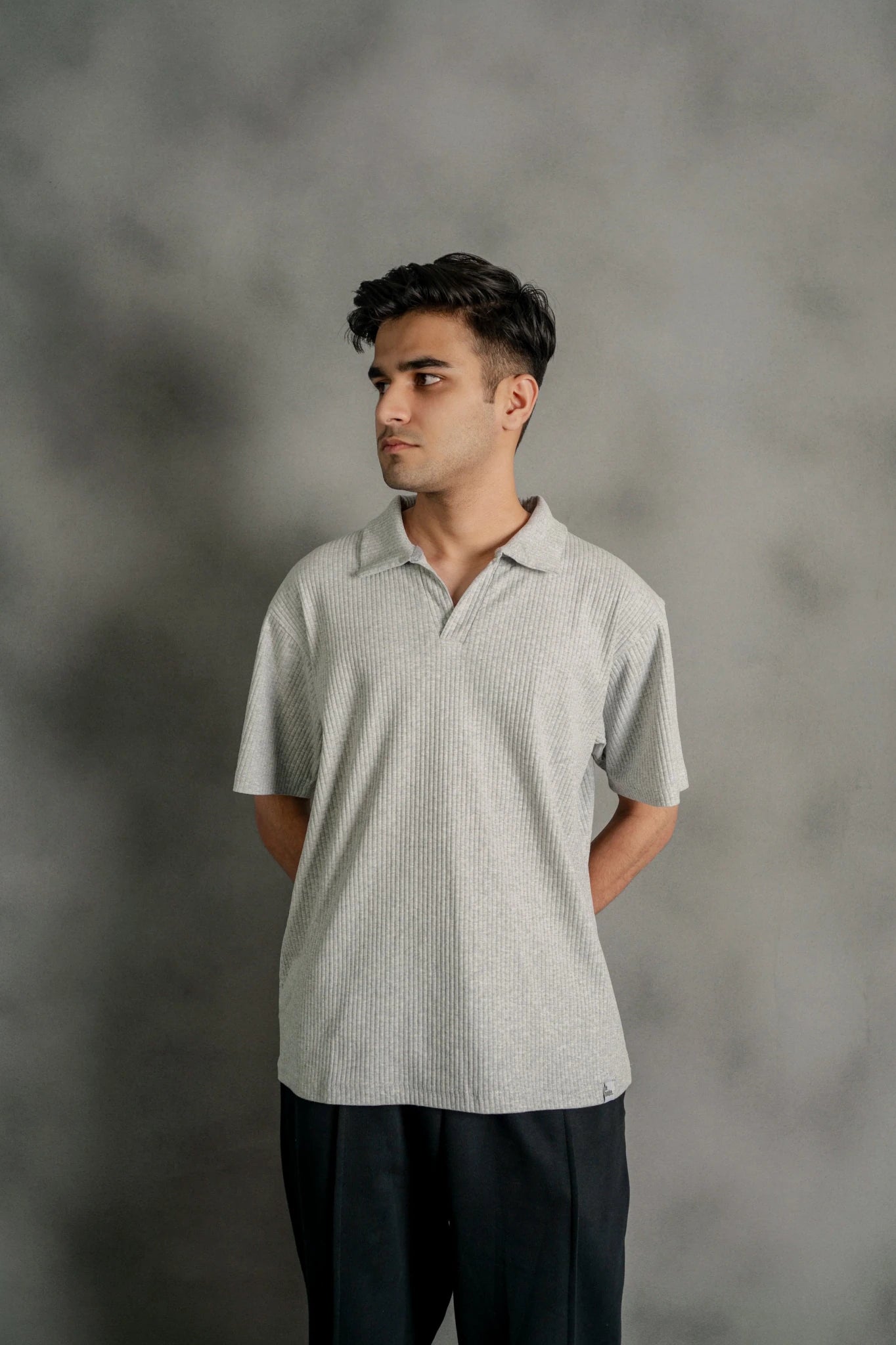 Light Grey Textured Polo - Boujee