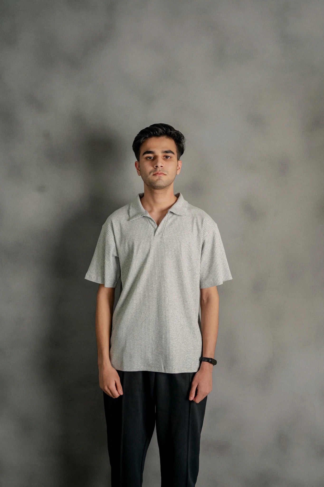 Light Grey Textured Polo - Boujee