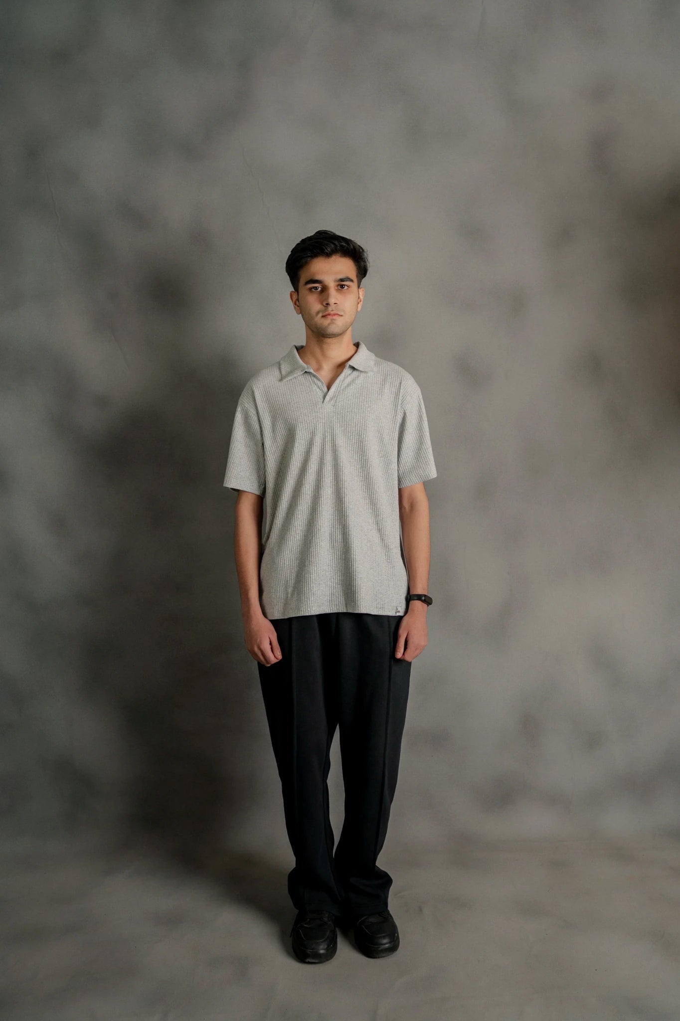 Light Grey Textured Polo - Boujee