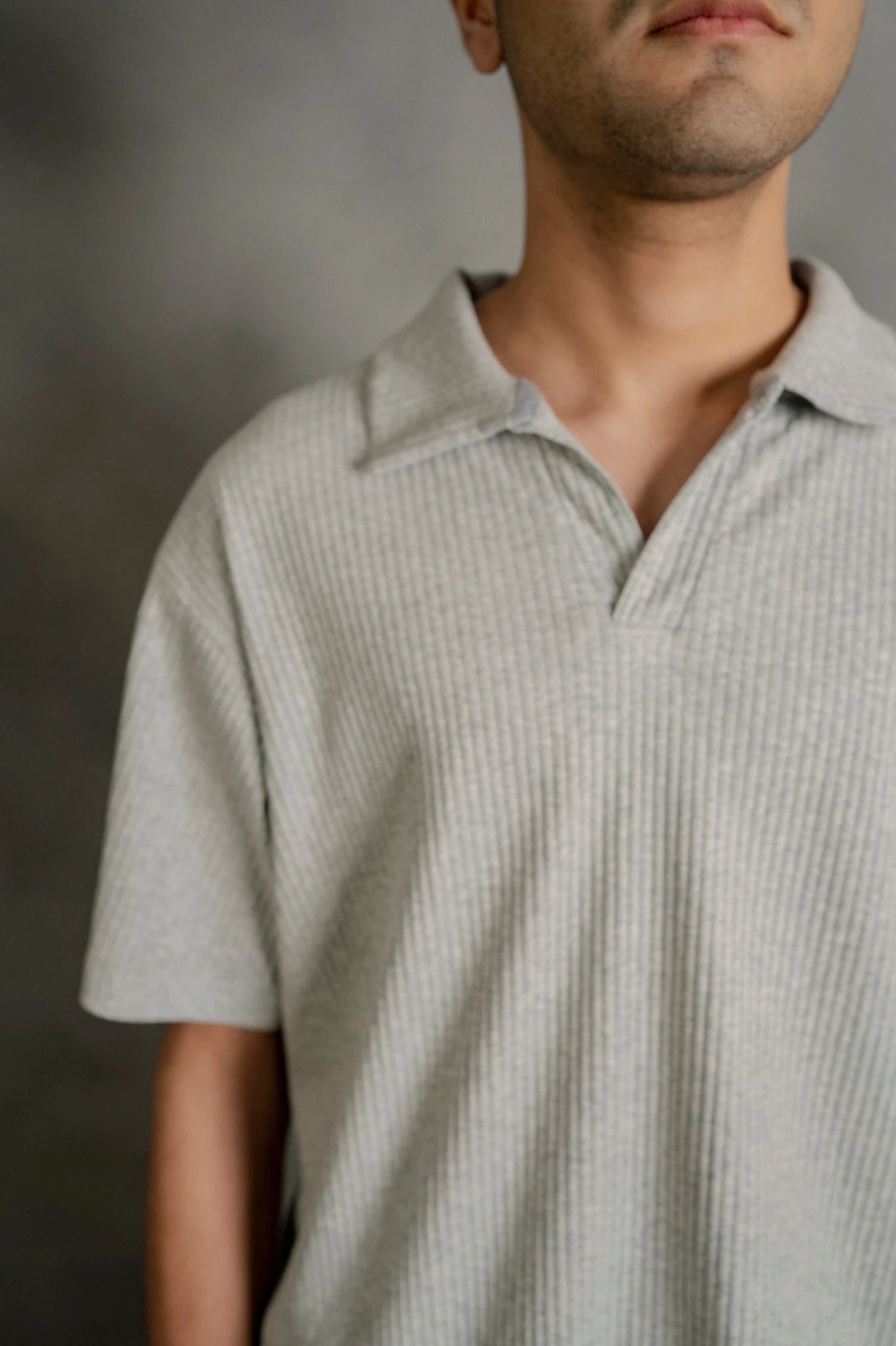 Light Grey Textured Polo - Boujee
