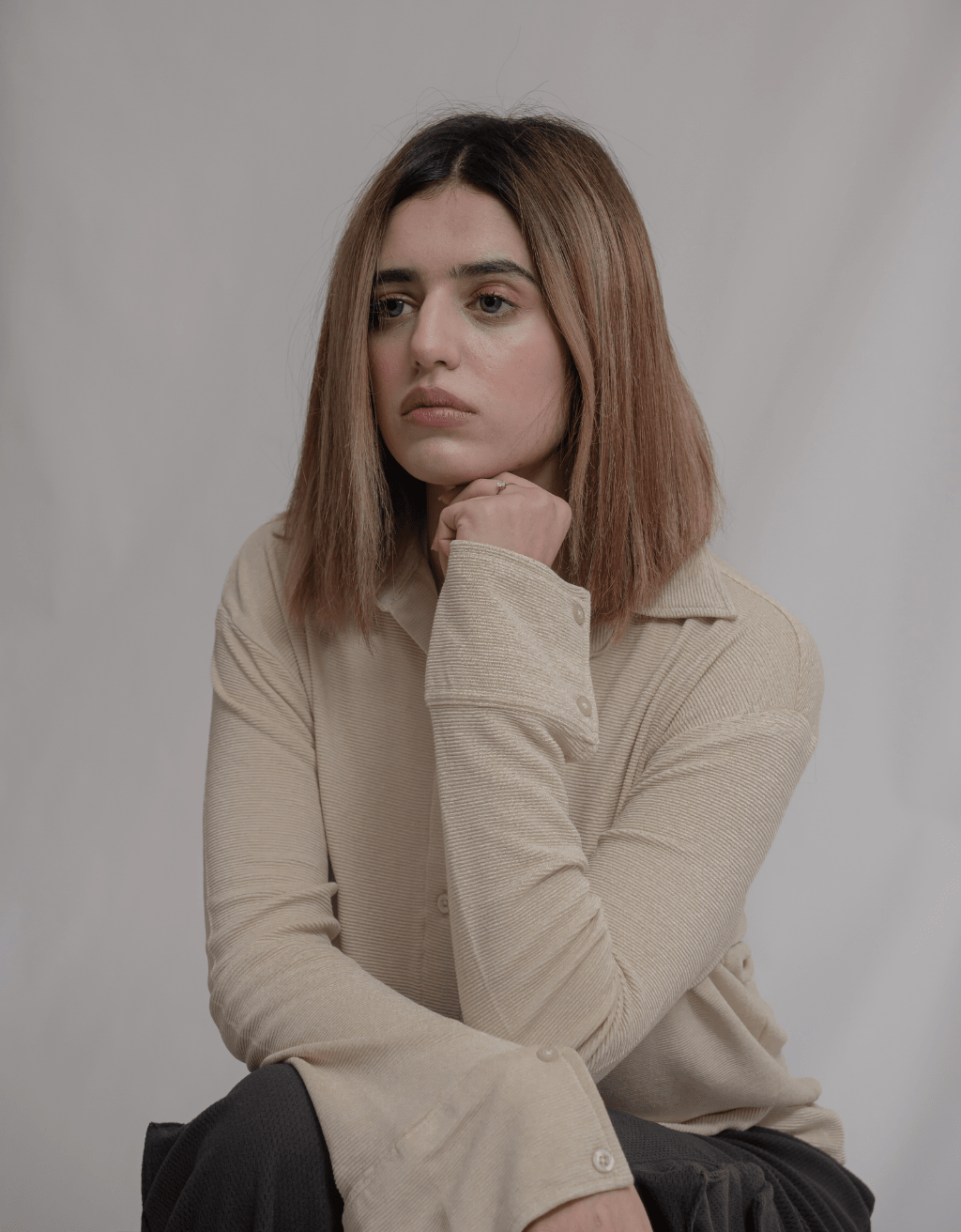 Neutral Beige Button-Down Shirt - Boujee
