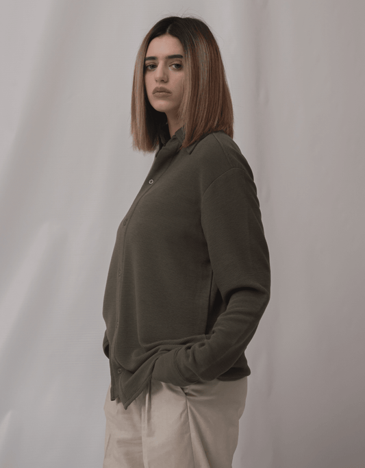 Olive Green Button-Down Shirt - Boujee