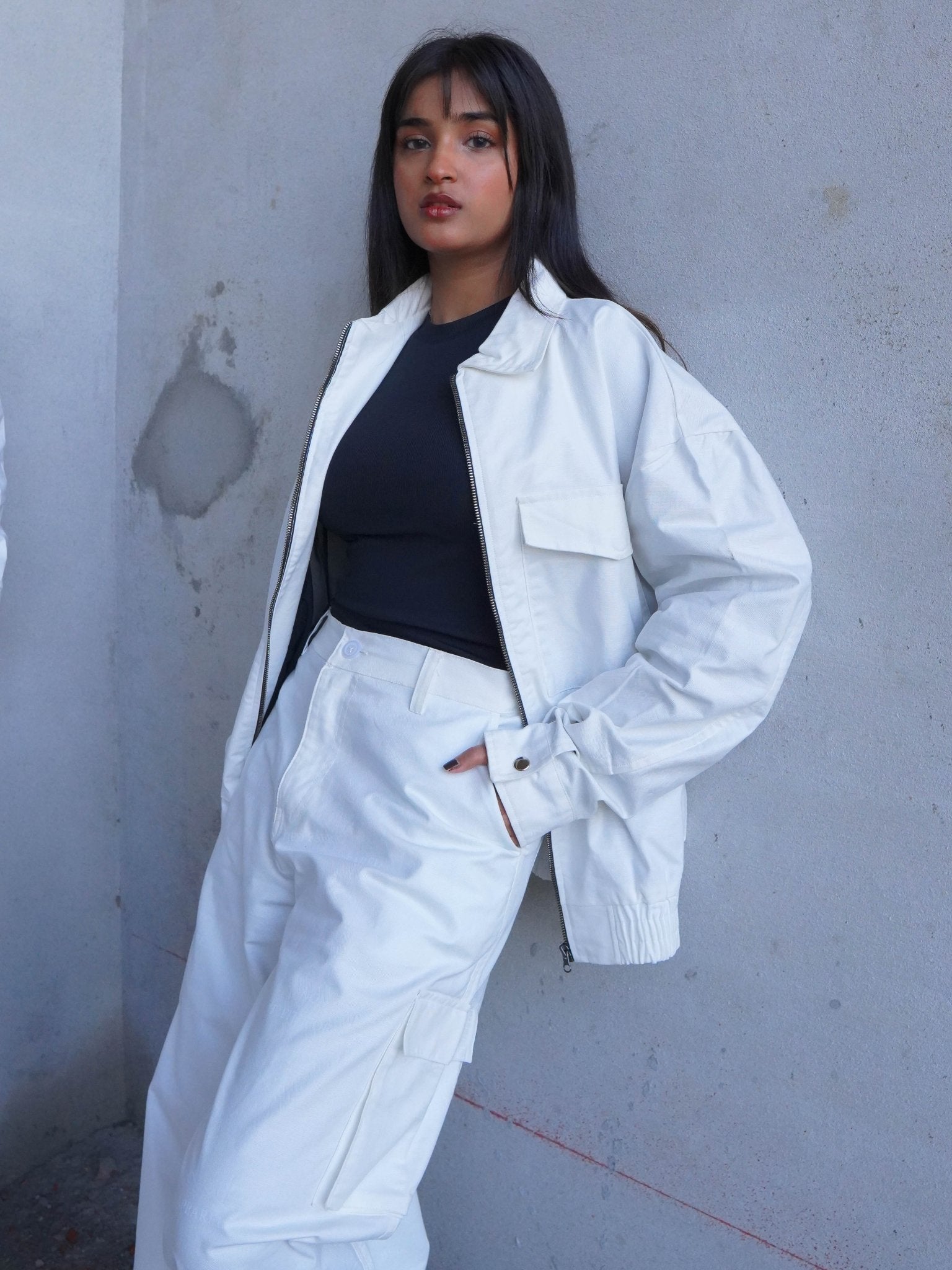 White Twill Jacket - Boujee